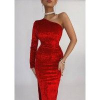 Платье Inel  Maxi красный   бархат 